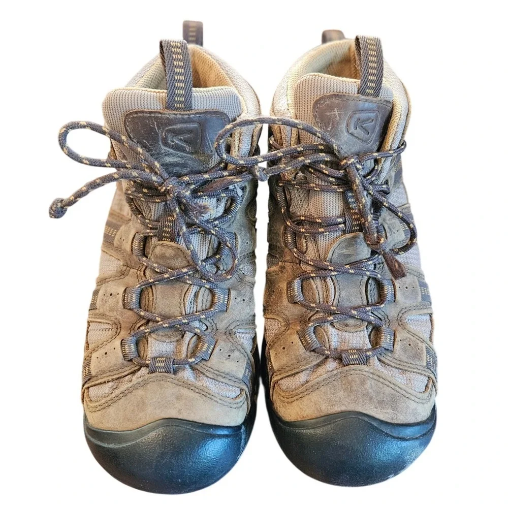 Keen Mens Voyageur Mid Hiking Boots Brown Tan Leather Mesh Size 8 Outdoors